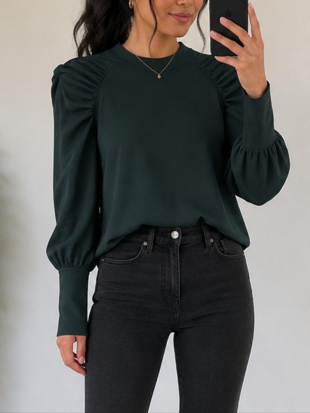 Vero Moda Green Puff Shoulder Blouse